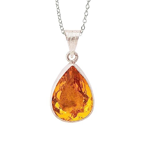 Yellow Topaz Necklace, Yellow Topaz Woman Pendant. Pear Yellow Topaz Necklace. Silver Yellow Topaz Pendant. 925 Sterling Silver Yellow Topaz