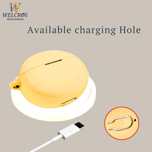 Image of WELCROS Soft Silicone Protective Case Cover for OnePlus Buds 4 (Lanyard Yellow)