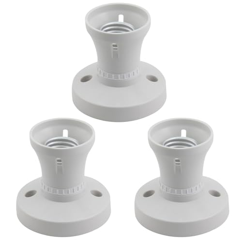 3 Pack E27 Ceiling Lamp Holder, Ceiling Rose Light Fitting,E27 Lamp Holder with Screw Light Fitting, Ceiling Light Adapter UK for Bulb Conversion, 7.5 cm*7.2 cm*5 cm Bakelite Shell, Easy To Install