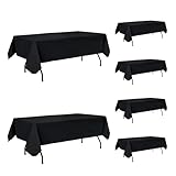 Enjoyidea Vinyl Tablecloth with Flannel Backing-6 Pack Black 60x102 Inch Outdoor Waterproof Rectangle 6 Foot Plastic Table Cloths Sheets-Wipeable Heavy Duty Oilcloth for Picnic Party Camping Dining