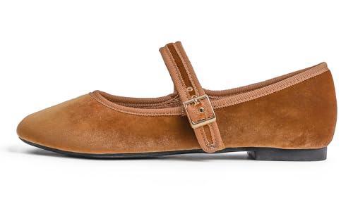 FEVERSOLE Women's Soft Cushion Extra Padded Comfort Round Toe Mary Jane Metal Buckle Fashion Ballet Flats Walking Shoes3