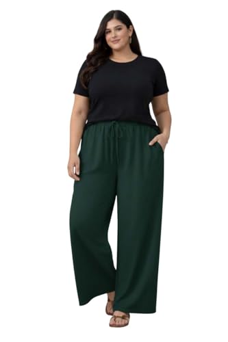 Image of KOTTY Women's Plus Size Wide Leg Pants with Elastic Waist Relaxed Fit Comfortable Casual Travel Wear Style