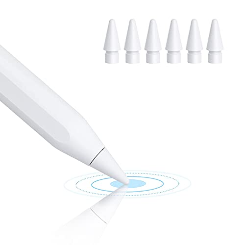 TUCANA Pen Tips Compatible for Apple iPad Pencil 1st & 2nd Generation (White 6-Pack)