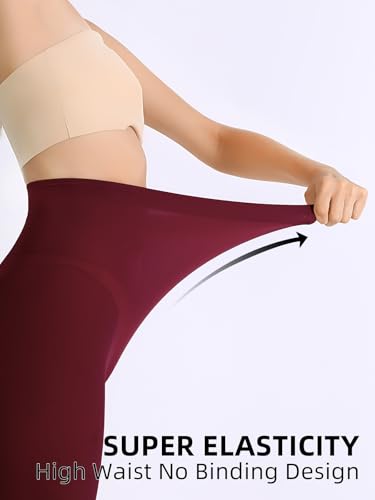 Image of Women's 80 Denier Semi Opaque Tights High Waist Soft Solid Color Footed Pantyhose