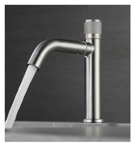 Robinet de lavabo en acier inoxydable brossé avec commande mono-poignée - 5
