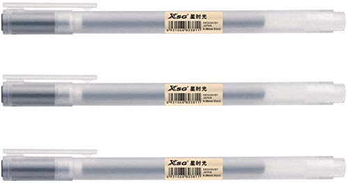 Updated 3Pcs Black Pen 0.38mm?Quick-Drying Ink 0.38 mm Extra Fine Point Pens Rollerball Pens (Black Ink)