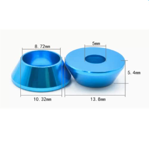 Image of 50pcs M5 Cone Cup Washers Anodized Aluminum Alloy Screw Gasket Countersunk Washers (Blue)