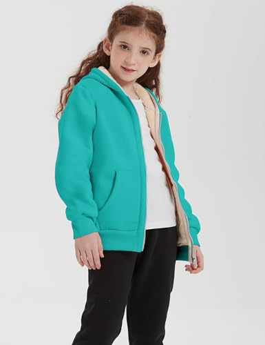 Image of Kids Sherpa Lined Zip Up Hoodie Winter Warm Fleece Jacket 4-15Y