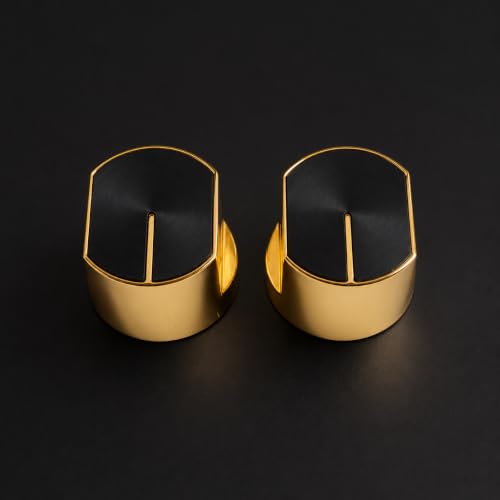 Image of Universal fit Knob for Gas Stove Replacement Parts | Long Lasting, Smooth Operation, Premium PVC On-Off Push Type 8 MM Spindle Black Knob for All Sleek Slim Modal Gas Stove (GOLD, PACK OF 2)