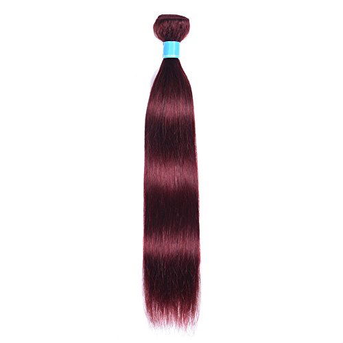 JulyQueen Grade 8A Brazilian Straight Hair 99j Wine Red Silky Straight Virgin Human Hair Weaves Extensions One Bundle Deals Pure Burgundy Color 18