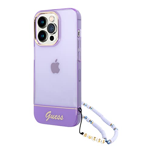 Guess GUHCP14XHGCOHU Coque Rigide pour iPhone 14 Pro Max 6 7" Violet/Violet Perle Translucide Noir