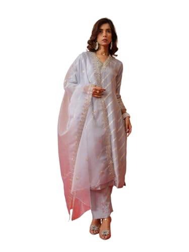Image of Kaari Women's Embroidered Kurta Set with Dupatta - Festive Kurta Set for Women Polyester