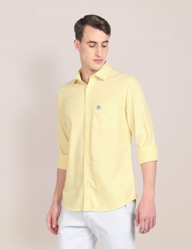 Image of U.S. Polo ASSN. Men's Solid Spread Collar Premium Cotton Oxford Tailored Fit Shirt