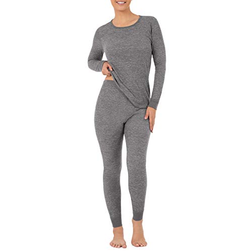 Fruit of the Loom Women's Micro Waffle Thermal Set, Smoke Heather, 4X Plus