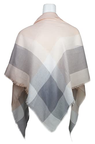 Vivian & Vincent 2 Pack Of Triangle Fall Winter Soft Plaid Scarfs For Women Scarf Warm Shawls And Wrpas Black Gray And Pink Gray Tartan #TOP4
