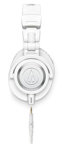 Image of Audio-Technica ATH-M50x Professional Monitor Headphones - White Bundle with Case, Stand, and Austin Bazaar Polishing Cloth