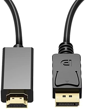 DP to HDMI Cable- 1.8M DisplayPort to HDMI Adapter Cord- One-Way DP to HDMI Video Cable for PC, Laptop, Monitor, Projector, HDTV 4K@ & 1080P- Black- 1 Pc