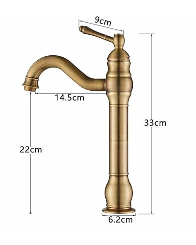 MEIBATH Bathroom Sink Taps Antique Brass Countertop Faucet Vessel Tap + Sink Pop up Drain(no Overflow) Basin Mixer Taps Bathroom Kitchen Faucets - Image 4