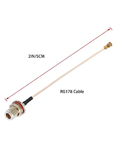 Vecys 2PCS U.F.L1 to N Type Female Low Loss Coaxial Cable 2" /5CM U.F.L1 RG178 Coaxial Pigtail Cable for Wireless Routers Mini PCIE Network Cards PCI Wi-Fi WAN Repeater - Image 2