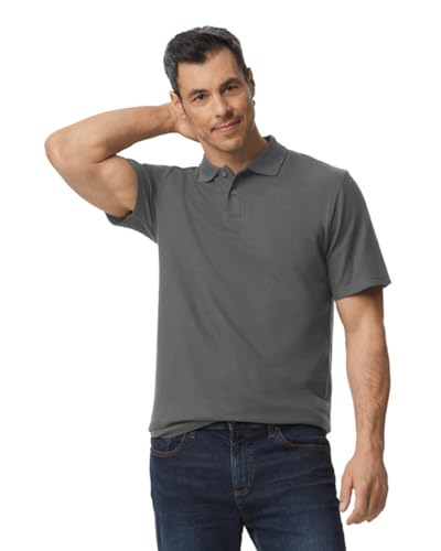 Gildan Softstyle men's short-sleeved double pique polo shirt., Charcoal, XL