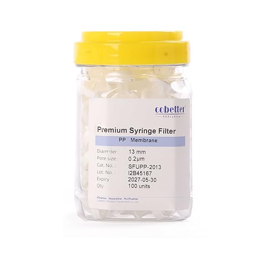 Image of 100 Pack PP Syringe Filter Lab Filters 0.2μm Pore Size 13mm Diameter Hydrophobic Filtration Non-sterile White