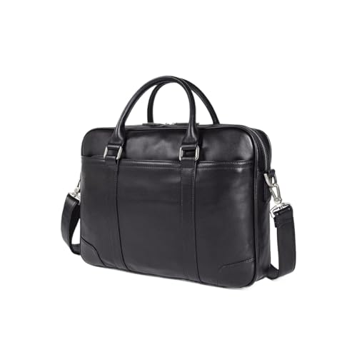Lejdi Bolsos for ordenador portátil de cuero genuino, maletines, bolsos de hombro, bolsos cruzados for hombre, bolsos(Black)