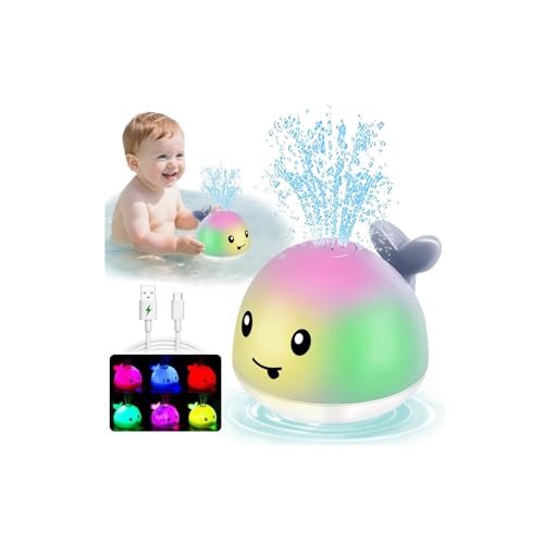 Image of Bath Toys for Kids Ages 1-3 - Toddler Christmas Stocking Stuffers, 1 2 3 Year Old Boys Girls Gifts Whale Bath Toy Sprinkler, Light Up Baby Bath Toys, Bathtub Pool Water Infant Toy 6-12-18 Months