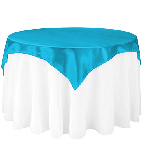LinenTablecloth 60-Inch Square Satin Overlay Caribbean