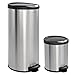 happimess HPM1001A Step-Open Free Mini Garbage Bin, for Home, Office, Kitchen Trash Can, Large:7.9 Gallon Small:1.3 Gallon, Stainless Steel/Black