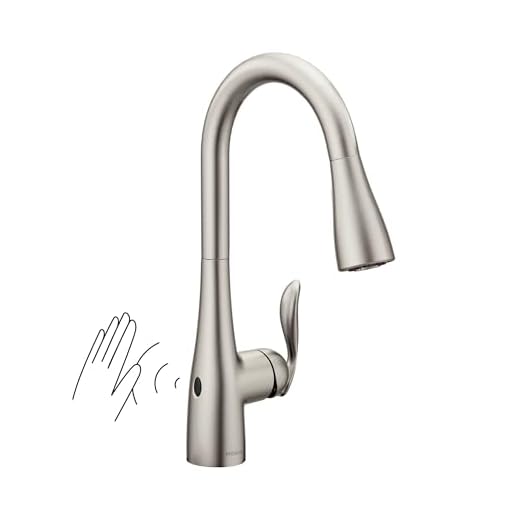 Moen Arbor Spot Resist Stainless Motionsense Wave Sensor One-Handle Pulldown Kitchen Sink Faucet Featuring Power Clean, Touchless Kitchen Faucet with Sprayer, 7594EWSRS