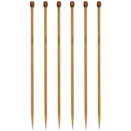 6Pcs 5mm Wooden Knitting Needle Straight Single Pointed US Size 8 for DIY Yarn Craft Set Socks Sweater Nice Gift for Women Adults Kids Children Beginners