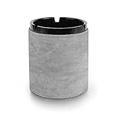 Cenicero Cemento De Textura De Hormigón Pulido Cenicero Para Exteriores - Cenicero De Cuero Para Cortador De Cigarros - Porta Cigarros Negro Brillante Para Uso 7.9*10cm