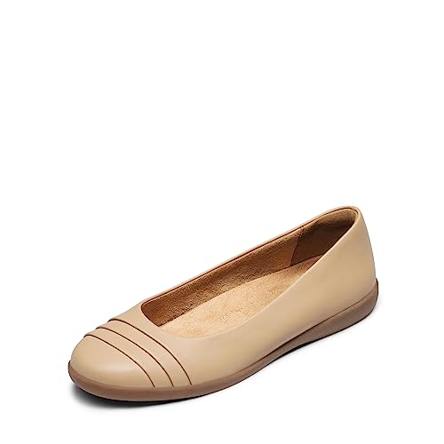 DREAM PAIRS Womens Comfortable Ballet Flats, Business Office Dress Shoes, Dressy Round Toe Slip On Work Flats 10 Nude