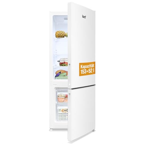 Lord C24 Kühl-Gefrierkombination 205 l (153 l Kühlschrank + 52 l Gefrierfach) 144 cm LowFrost 39 dB leise freistehend Energieklasse E Weiß