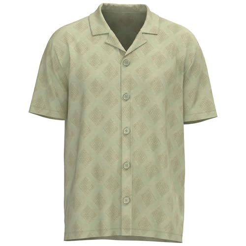 Chemise manches courtes coton homme motif texturé col revers été