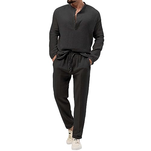 Sweat Suits Men Tracksuits 2 Piece Sets Long Sleeve Henley Shirt Athletic Jogging Suits Casual Outfits for Men