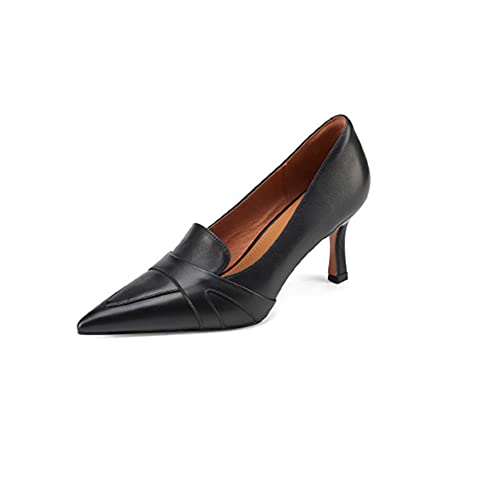 TinaCus Women's Genuine Leather Handmade Pointed Toe Stiletto Heels Stylish Pumps Shoes