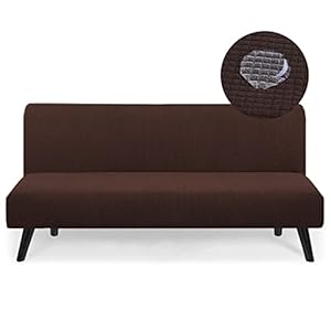 Water Repellent Armless Futon Cover, Stretch Full Queen Size Futon Slipcover Foldable Sofa Bed Cover Furniture Protector, Machine Washable, Chocolate
