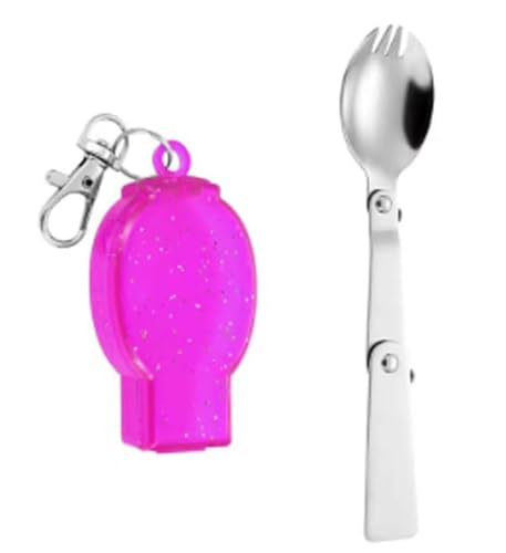 Image of ExcitingDealz Unique Multifunctional Compact Foldable Stainless Steel 2-in-1 Spoon Fork for Travelling,Hiking,Camping.