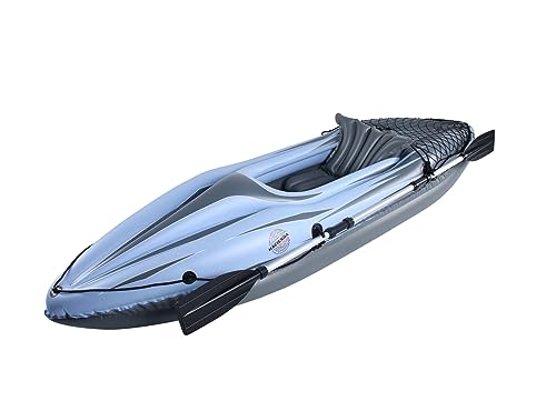 Lenoxx Electronics Inflatable Single Person Kayak, KY730 - Blue & Grey, PVC, 100kg Capacity