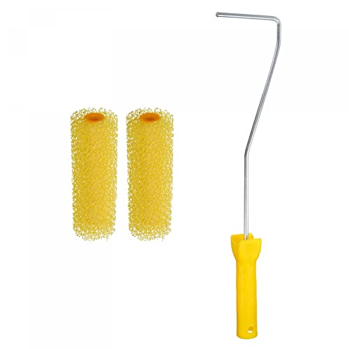 sourcing map 3Pcs Paint Roller Kit, 2Pcs 4 Sponge Large Texture Pattern Roller Covers and 16 Paint Roller Frame, for Wall Trim