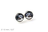 Art-Dog Ohrringe mit Hundefotos | Handgefertigter Schmuck | Durchmesser 12mm | Antiallergisch ohne Nickel, Farbe Silber | Geschenkidee | Rottweiler