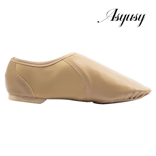 Dance Jazz Shoes,Round Toe Soft Leather Dance Slippers for Women/Men.4