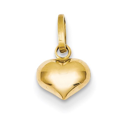 14K Gold Small Puffed Heart Charm