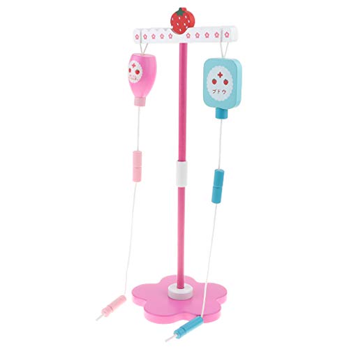 Preisvergleich Produktbild Fenteer Hölzernes Infusionsständer / Infusionshalter Spielzeug Kinderspielzeug mit Erdbeere Bedruckt, ca. 16 x 23 x 49 cm