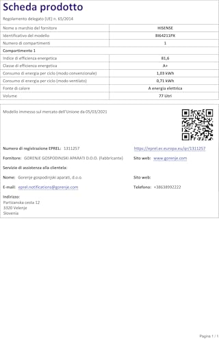 Hisense BI64211PX, Forno Multifunzione Termoventilato, Cavità XXL 77L , Auto Pulizia Pirolitica, 13 funzioni di cottura, Funzione pizza 300°C, Cottura AirFry, Cottura Multifase, Display Led - 10