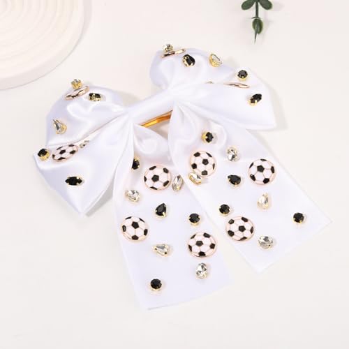 Lazos de cabello con clip para deportes estilo fútbol miniatura 3