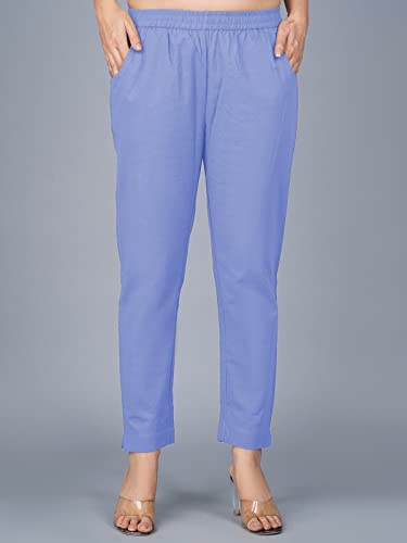Image of Regular Fit Fully Elastic Waist Ankle Length Premium Cotton Casual Trouser Pant (Combo Pack of 2)