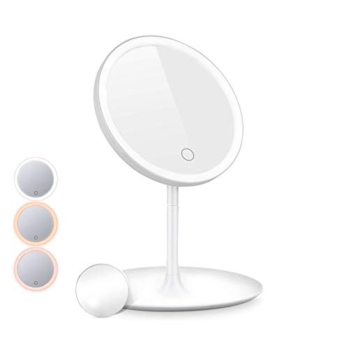 SloveM LED Makeup Mirror with 15 Times Magnification Mini Mirror,Adjustable Three Kinds Light Color