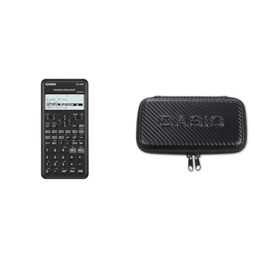 Casio FC-100V-2 Calculadora Financiera, 16,2 x 7,7 x 1,4 cm, Negro + FX-Case-CB-BK2 Funda Protectora Para Calculadora Científica Técnica, Color Negro